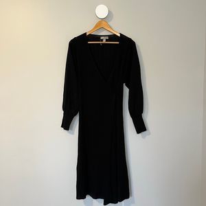 ASOS black knit wrap style midi dress sz 4
